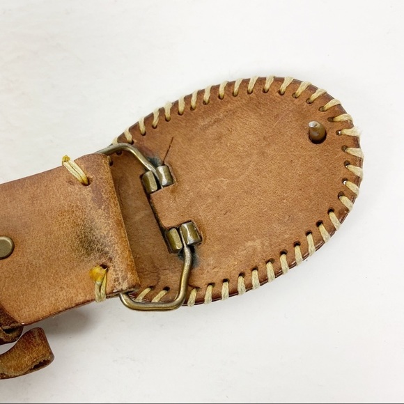 Embossed LEATHER Belt | leather covered Buckle - Picture 4 of 9